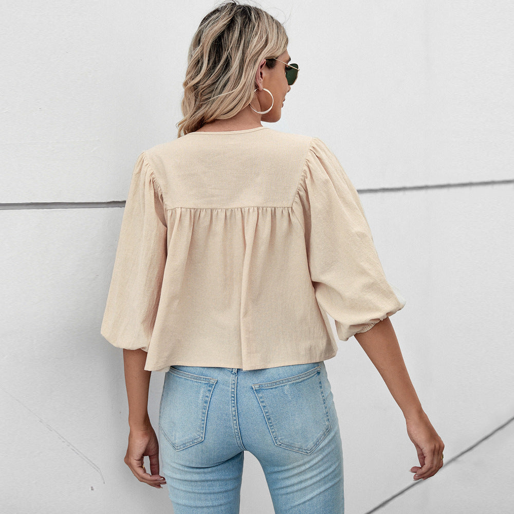Blouse femme à manches larges et nœud ludique Chic & Stil
