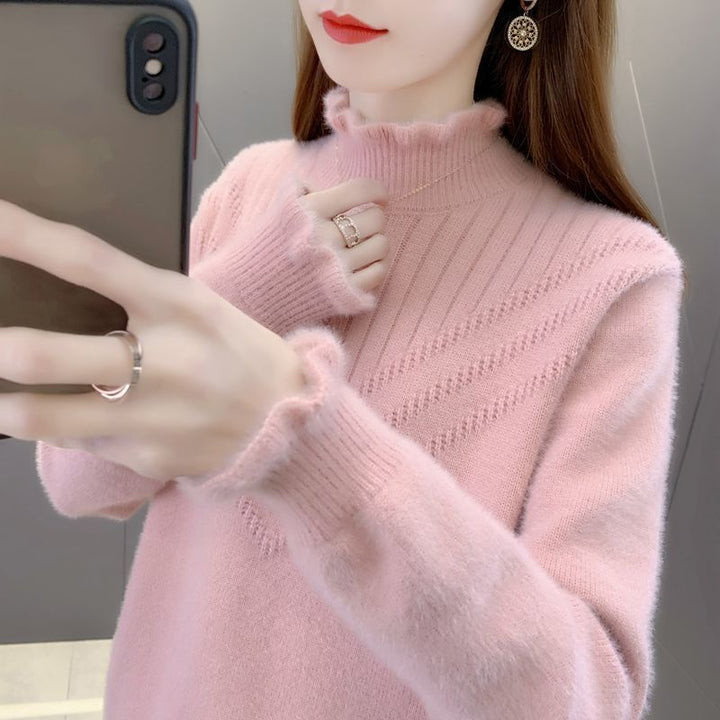 Pull turtleneck confortable pour femme avec design texturé Chic & Stil