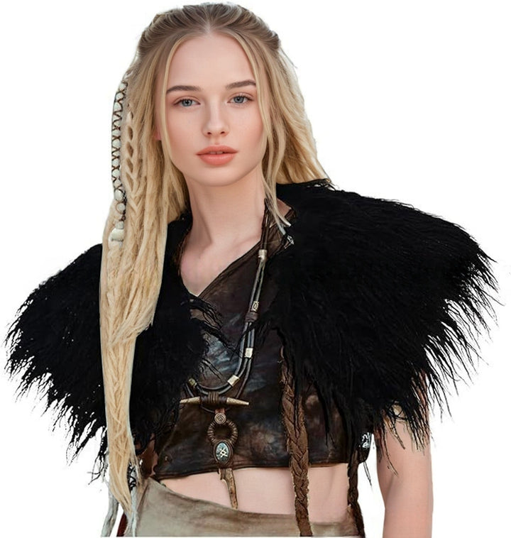 Ladies elegant faux fur collar with artistic embellishments Lune London