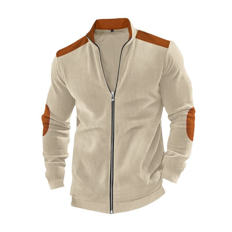 Men's sports jacket with zipper and faux leather details Lune London