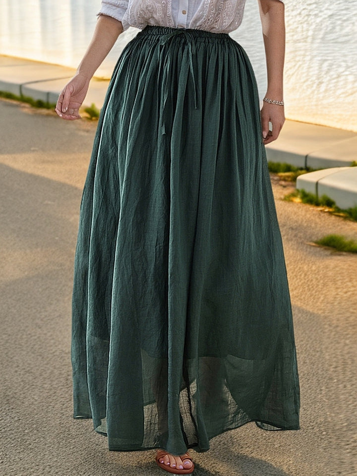 Elegant maxi skirt for women with a flowing cut and practical drawstrings Lune London