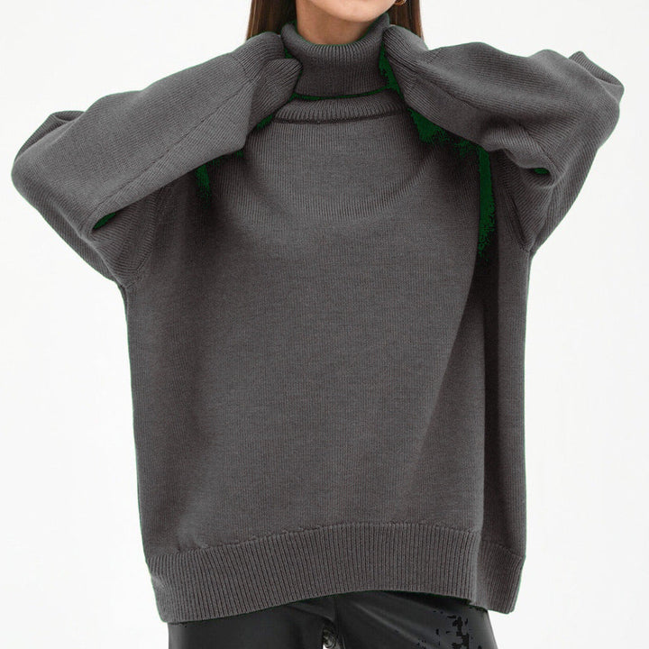 Women's Oversized Turtleneck Sweater with Ribbed Texture Lune London