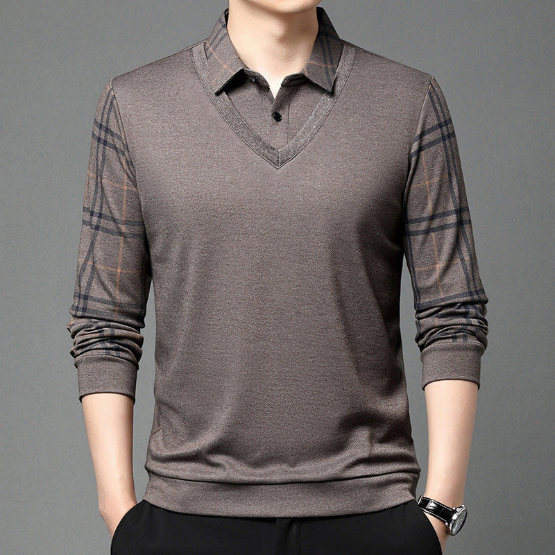 Elegant V-neck sweater for men with a structured collar and a chic and stylish modern design