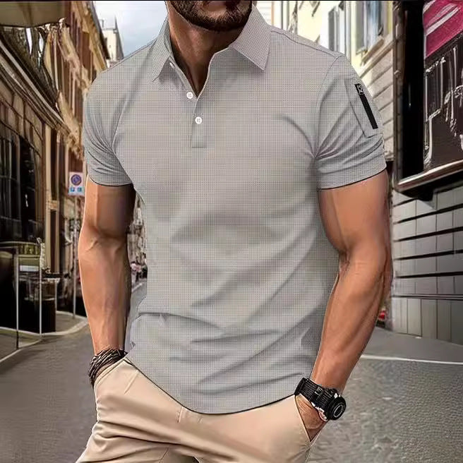Modern man short-sleeved polo with structured design Chic and Style