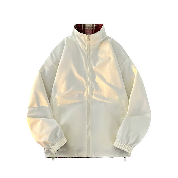 Casual windbreaker jacket for women with plaid lining and high collar Lune London