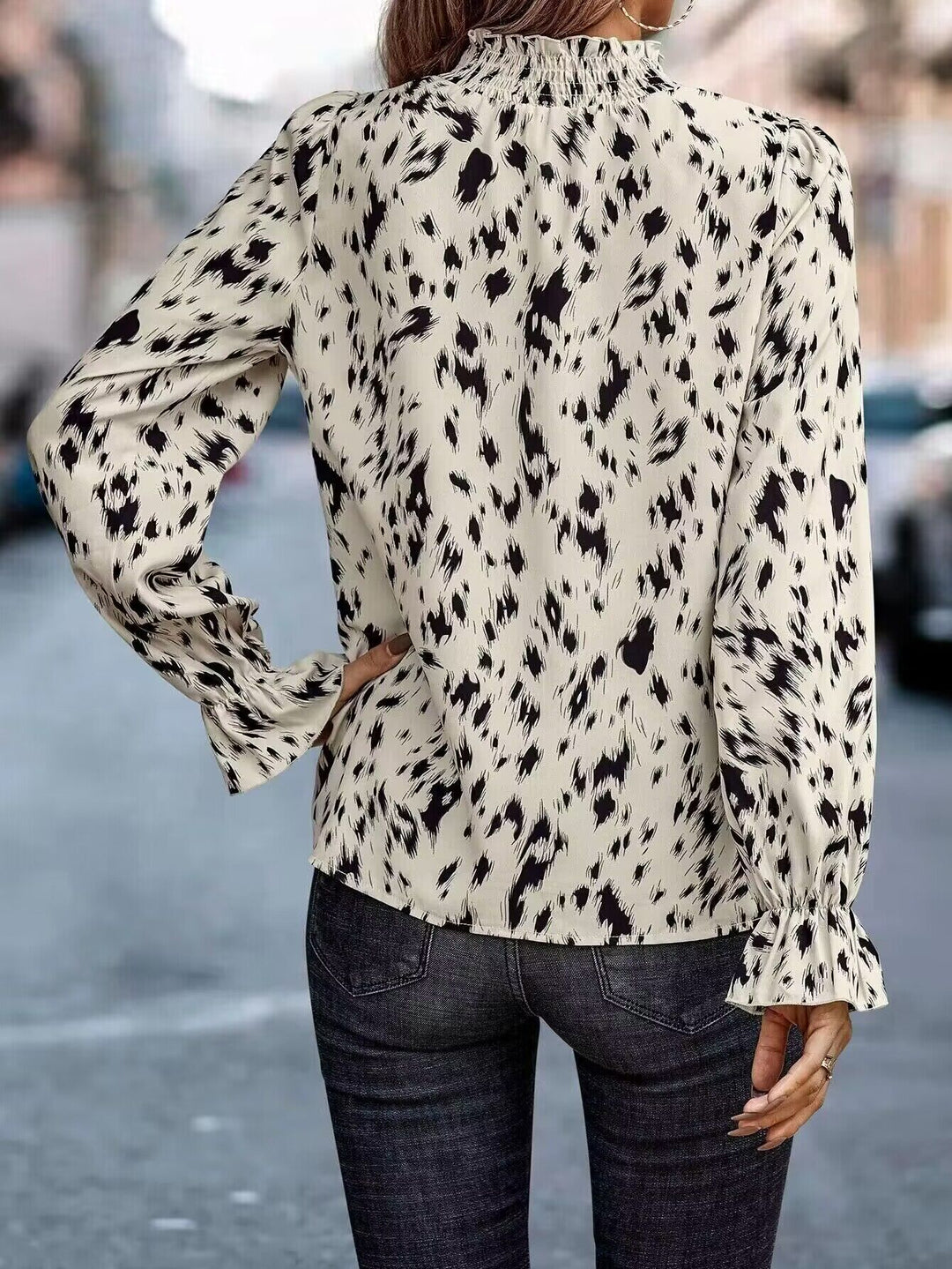 Ladies Elegant Long Sleeve Printed Blouse Lune London