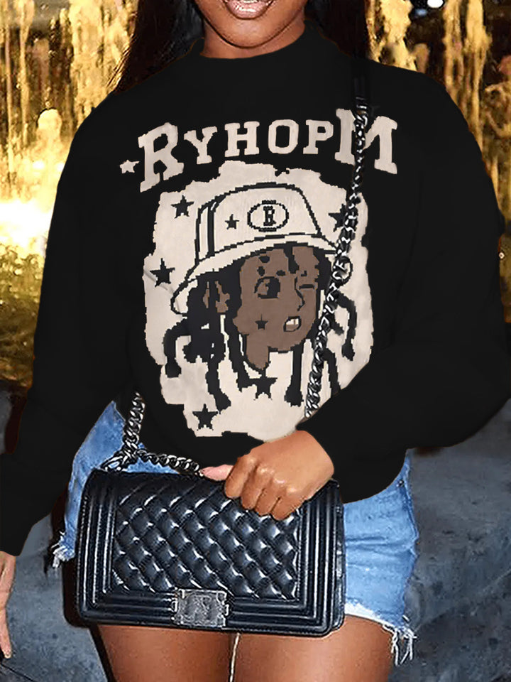 Ladies Oversized Sweater with artistic graphic print Lune London