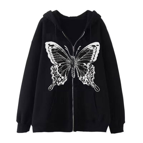 Women's zip hoodie with striking butterfly motif Lune London