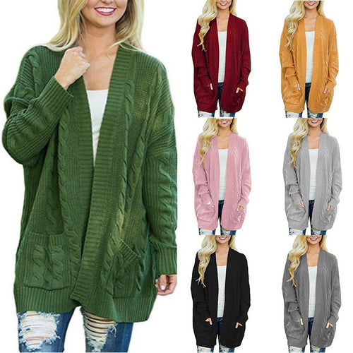 Ladies Chunky Knit Cardigan with deep pockets and elegant structure Lune London