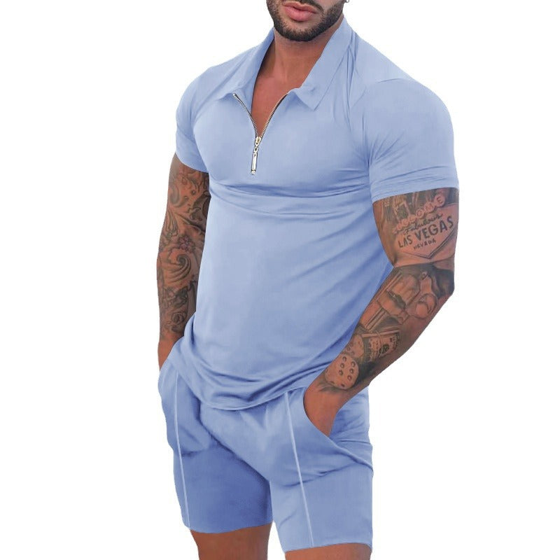 Men's short sleeve sports t-shirt with zipper Lune London