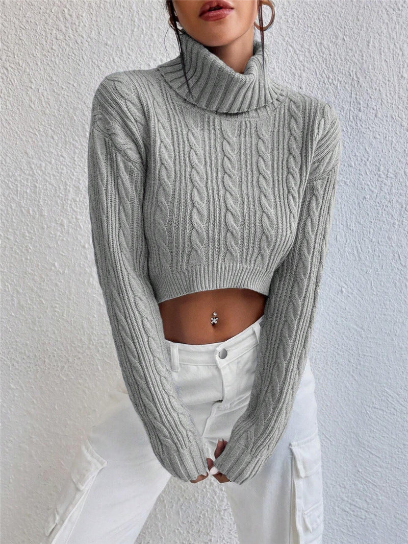 Chunky knit sweater for women with high collar Lune London