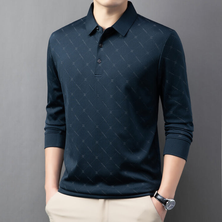 Men's Long Sleeve Polo with an innovative pattern and breathable properties Lune London