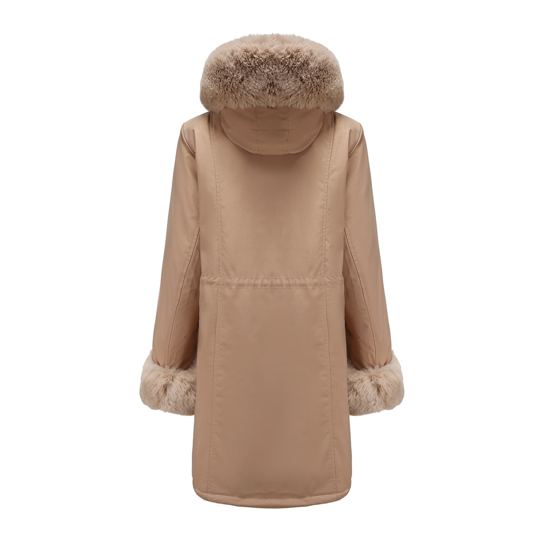 Women's Fashion Long Coat with Faux Fur Trim Lune London