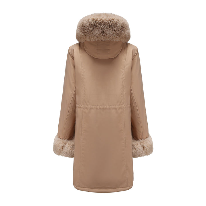 Women's Fashion Long Coat with Faux Fur Trim Lune London