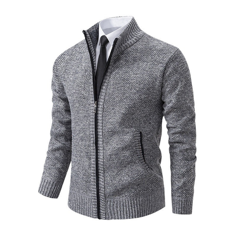Men's knitted jacket with high collar and elegant zipper Lune London