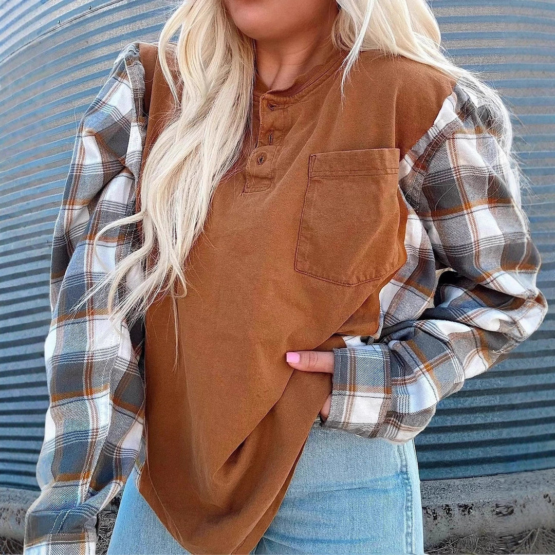 Chemise à manches longues pour femmes avec manches à carreaux Chic & Stil