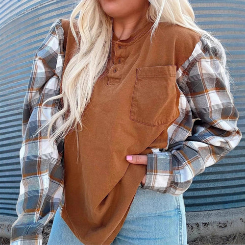 Chemise à manches longues pour femmes avec manches à carreaux Chic & Stil