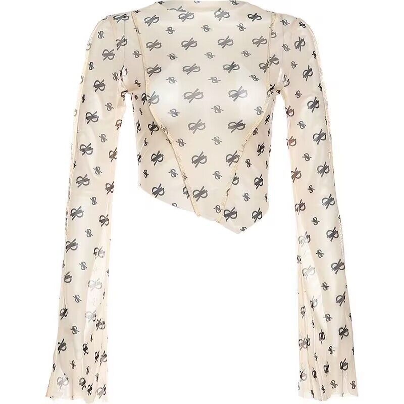 Women's Transparent Top with Long Sleeves and Delicate Pattern Lune London