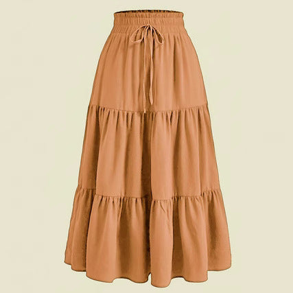 Maxi skirt for women with elastic waist and ruffled design Lune London