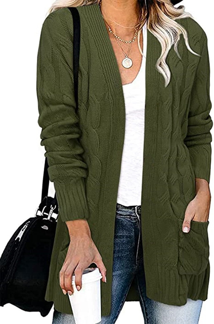 Cardigan femme en élégant motif en cable avec poches ouvertes Chic & Stil
