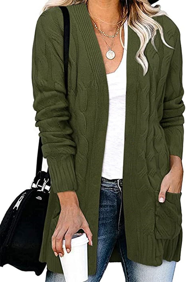 Cardigan femme en élégant motif en cable avec poches ouvertes Chic & Stil