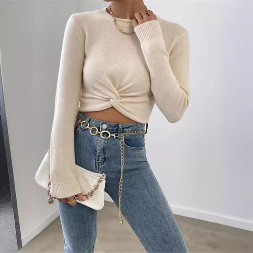 Women's cropped clothing with an elegant knot at the front Lune London