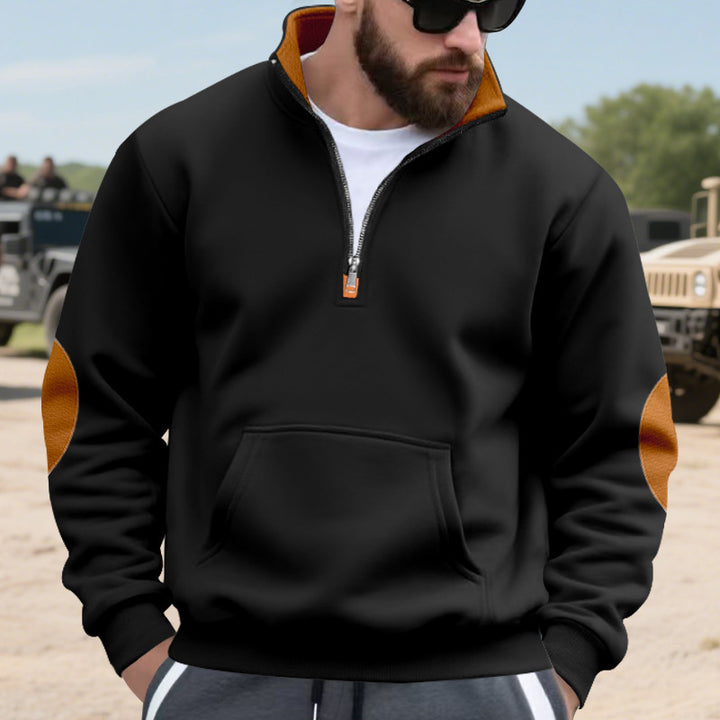 Elegant men's fleece sweater with high collar and functional zipper Lune London