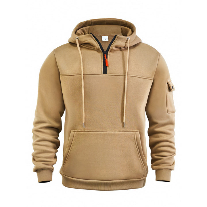 Men's Hooded Sweatshirt with Half Zipper and Side Pockets Lune London