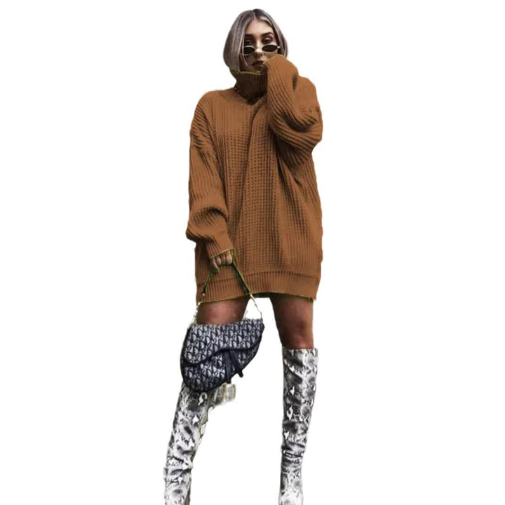 Oversized knitted sweater for women with high collar and oversized fit Lune London