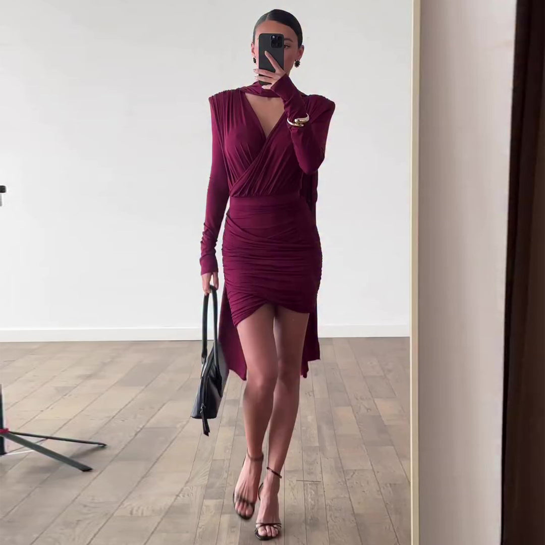 Women's wrap dress with asymmetrical hem and sophisticated top Lune London