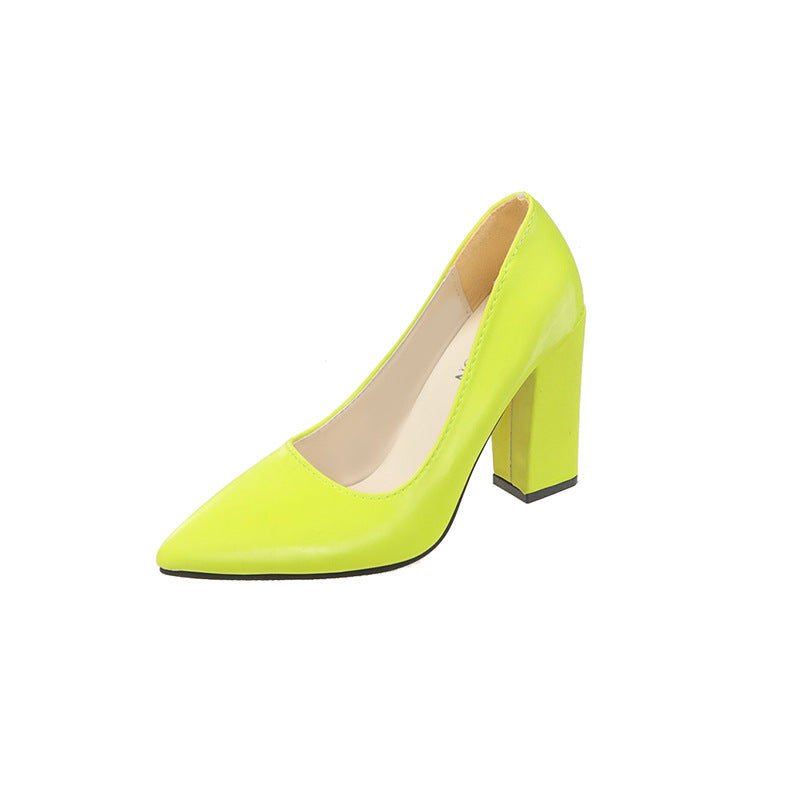 Lace heeled pumps for women with a comfortable block heel and a shiny finish Lune London