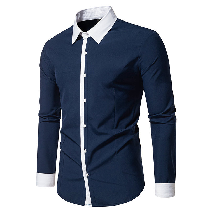 Men's long sleeve shirt with contrasting collar and trendy button placket Lune London