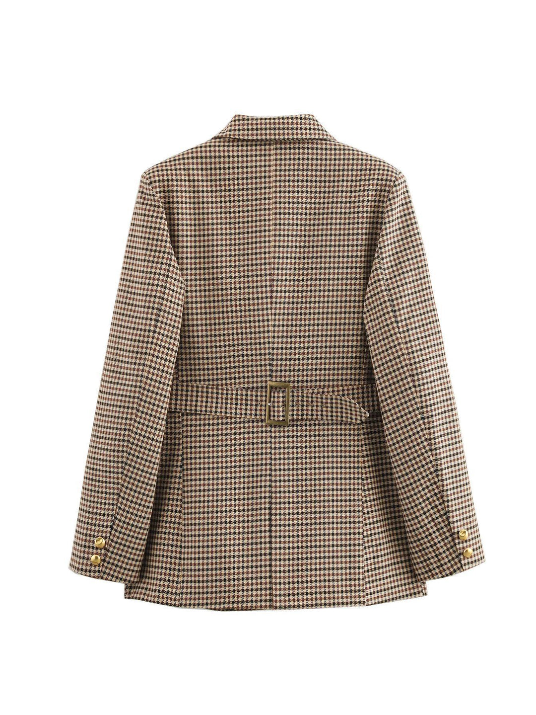 Plaid blazer for women with gold buttons and practical pockets Lune London
