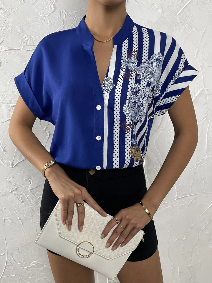 Ladies Short Sleeve Printed Blouse Lune London