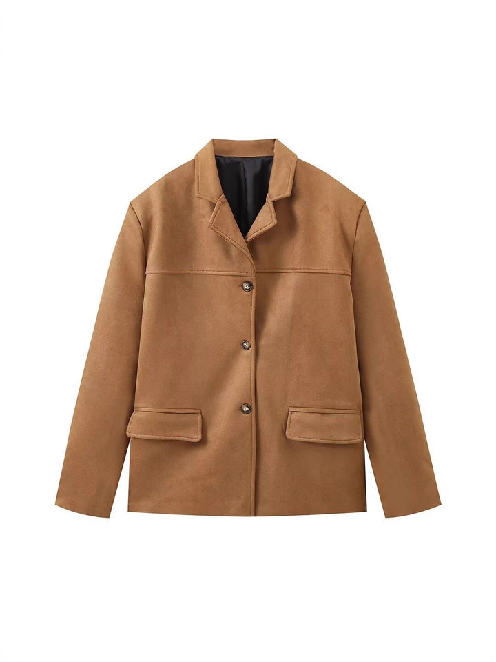 Lune London faux leather elegant jacket for women with patch pockets