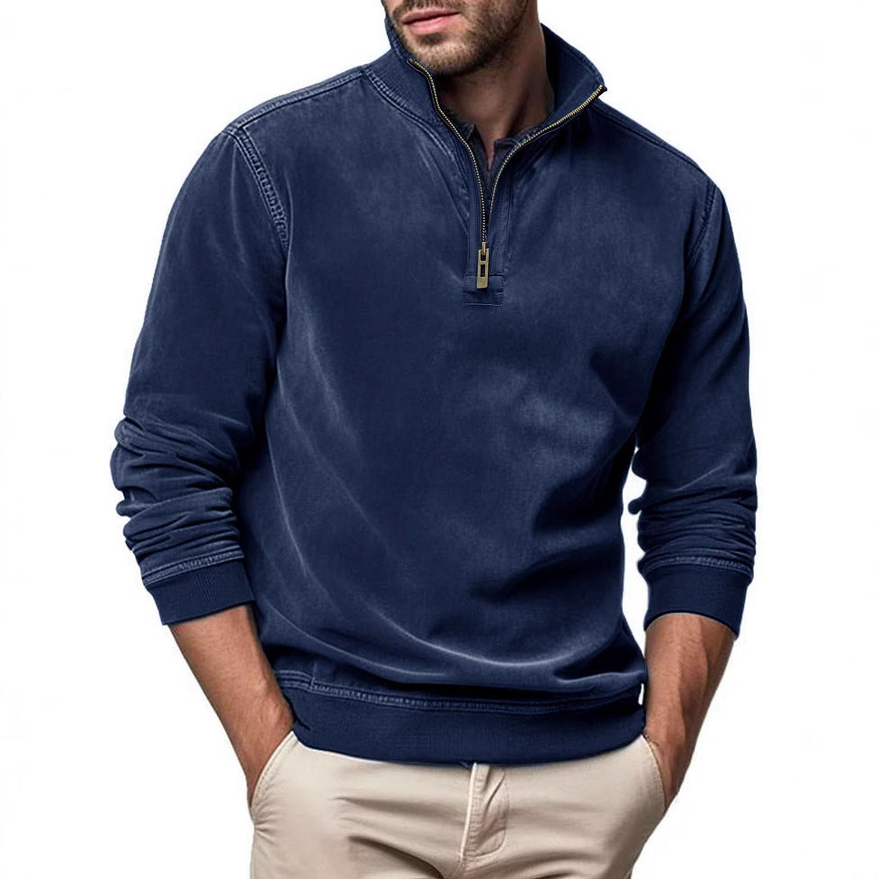 Sporty men's pullover with half-zip Lune London