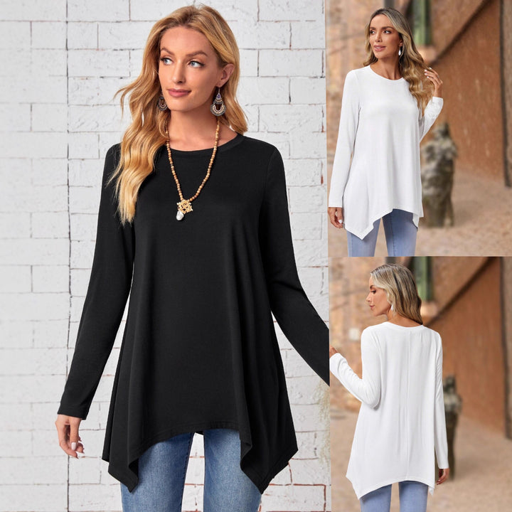 Women long top with asymmetrical hem and relaxed fit Lune London