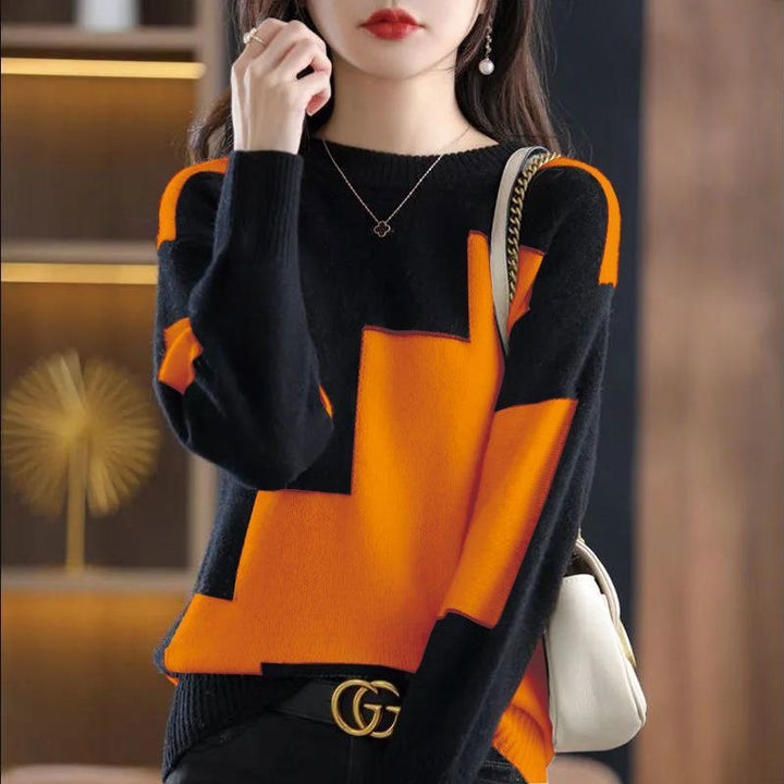 Pull tricoté à motifs pour femmes avec design géométrique Chic & Stil