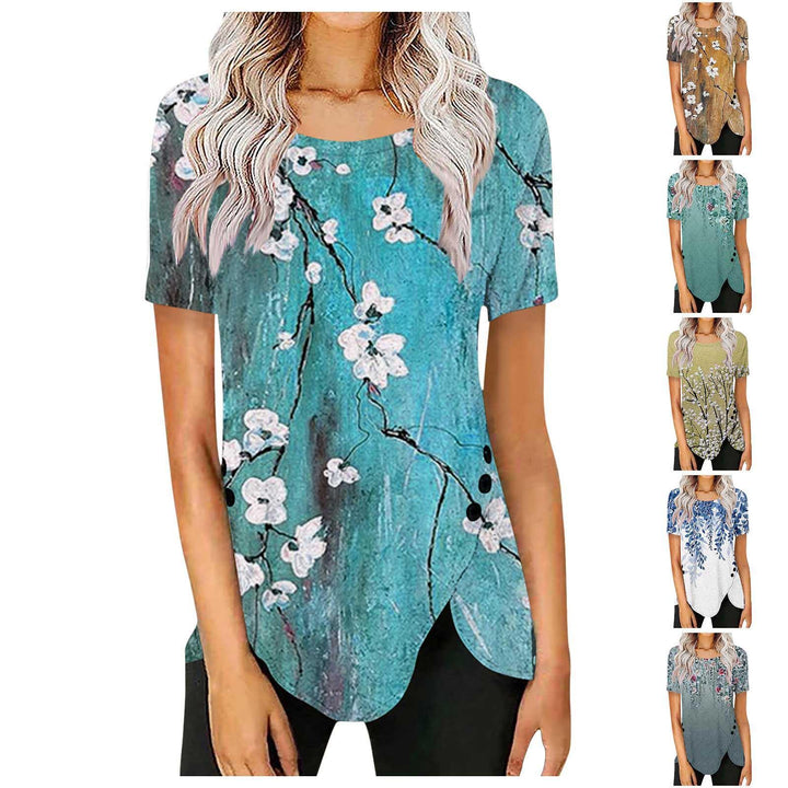 Women's blouse with a floral design and an asymmetrical hem Lune London