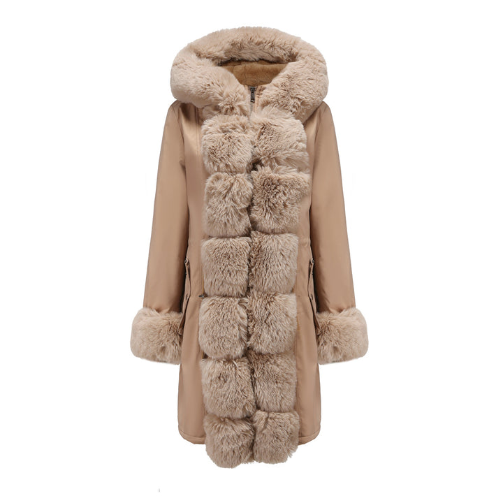 Women's Fashion Long Coat with Faux Fur Trim Lune London