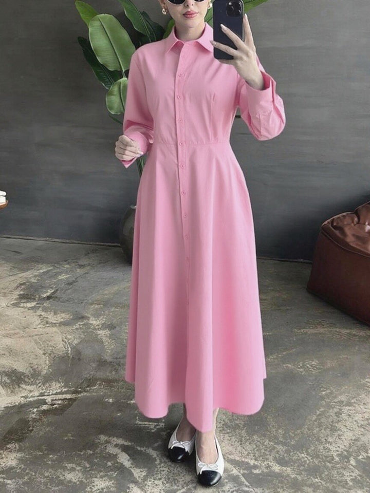 Shirt dress for women with elegant button placket and fitted silhouette Lune London