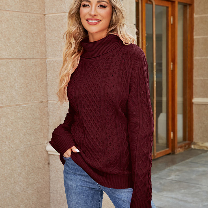 Ladies Elegant Thick Knit Pullover with High Neck Lune London
