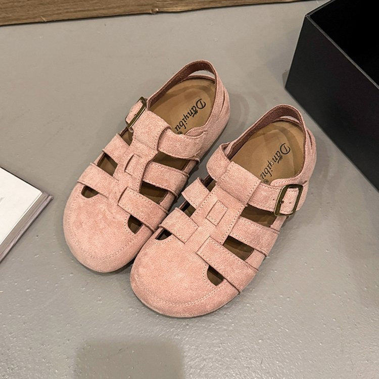 Women's Strappy Sandals Made of Soft Suede with Adjustable Strap Design and Non-Slip Sole Lune London