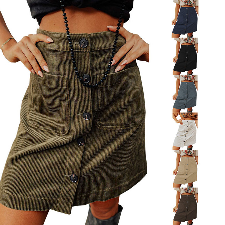 Lune London Corduroy Button Mini Skirt for Women