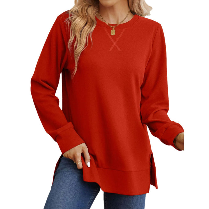 Women Comfortable Long Sleeve Sweater with Side Slits Lune London