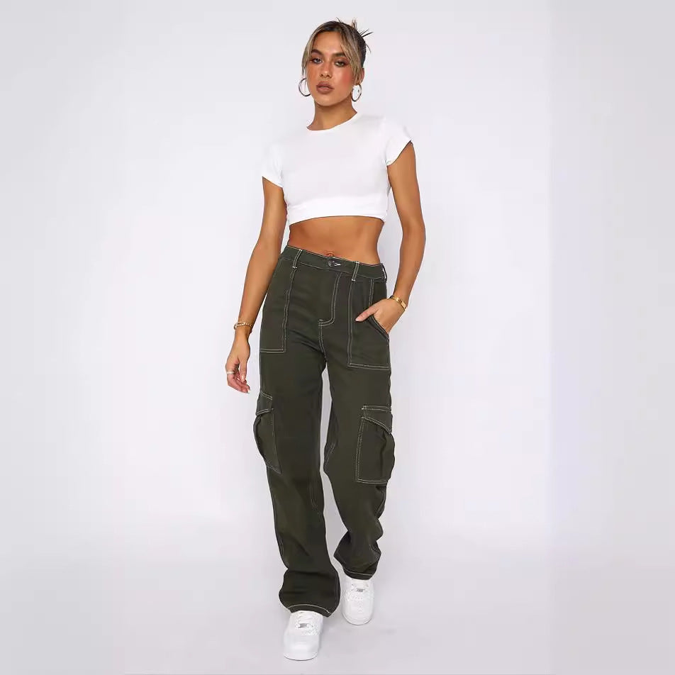 Women's Cargo Pants with Elastic Waistband and Practical Pockets Chic und Stil