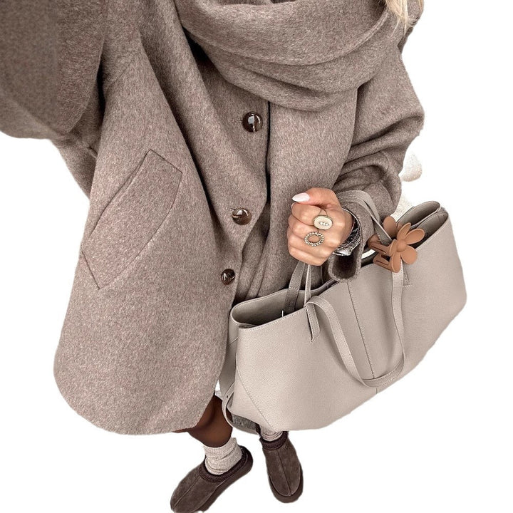 Oversized wool blend coat for women with shawl collar Lune London