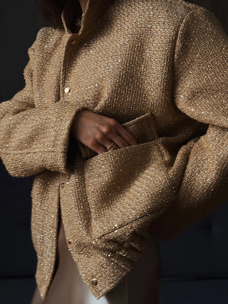 Ladies glamorous sparkling jacket with oversized fit and trendy pockets Lune London