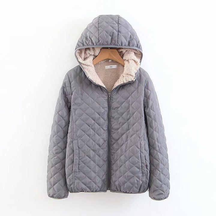 Ladies quilted winter coat with cozy lining and hood Lune London