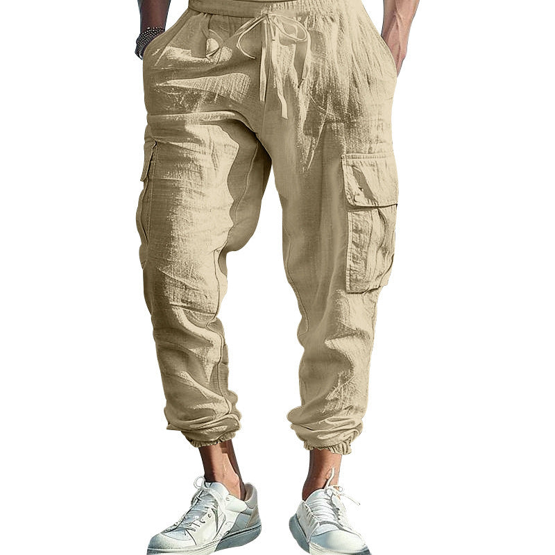 Men's cargo pants with practical side pockets and elastic waistband Lune London